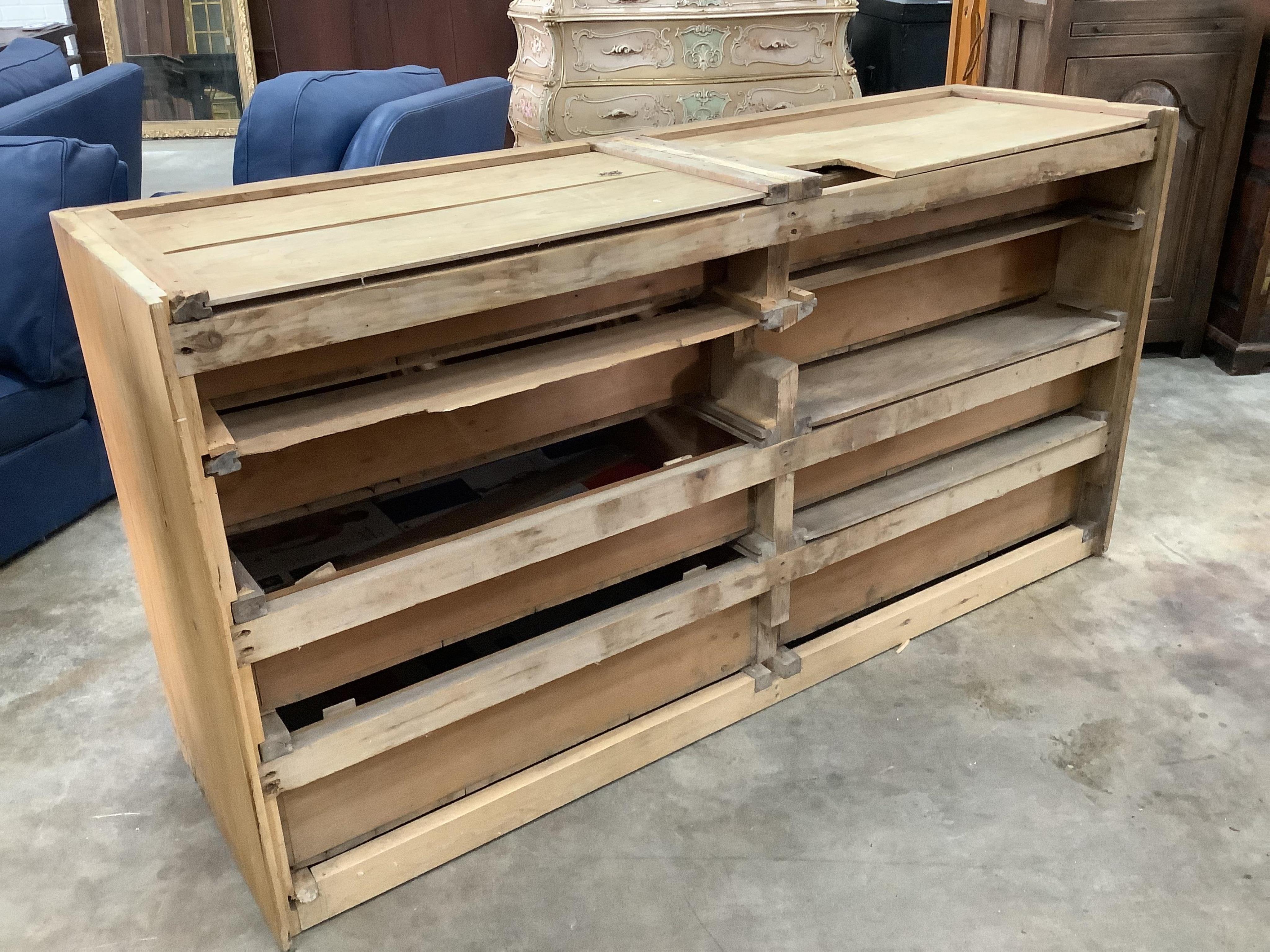 A Victorian style pine eight drawer dresser with boarded rack, width 157cm, depth 50cm, height 197cm. Condition - fair